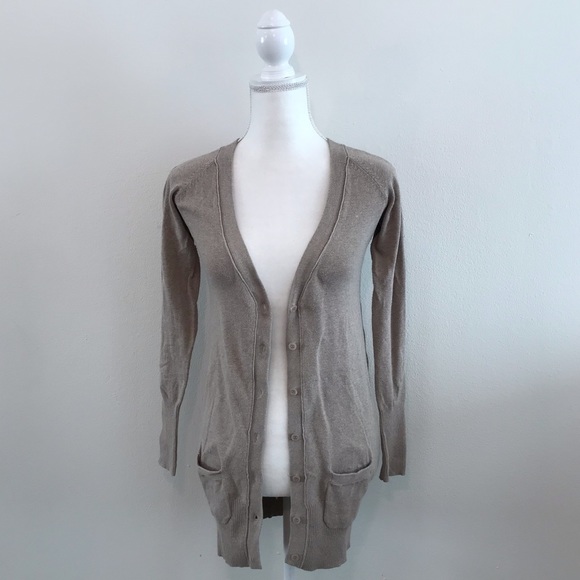 Zara Sweaters - Zara Oatmeal Tan Button Up Cardigan Sweater Small